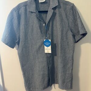 545M. Men's Blue and White Herringbone knit Shirt